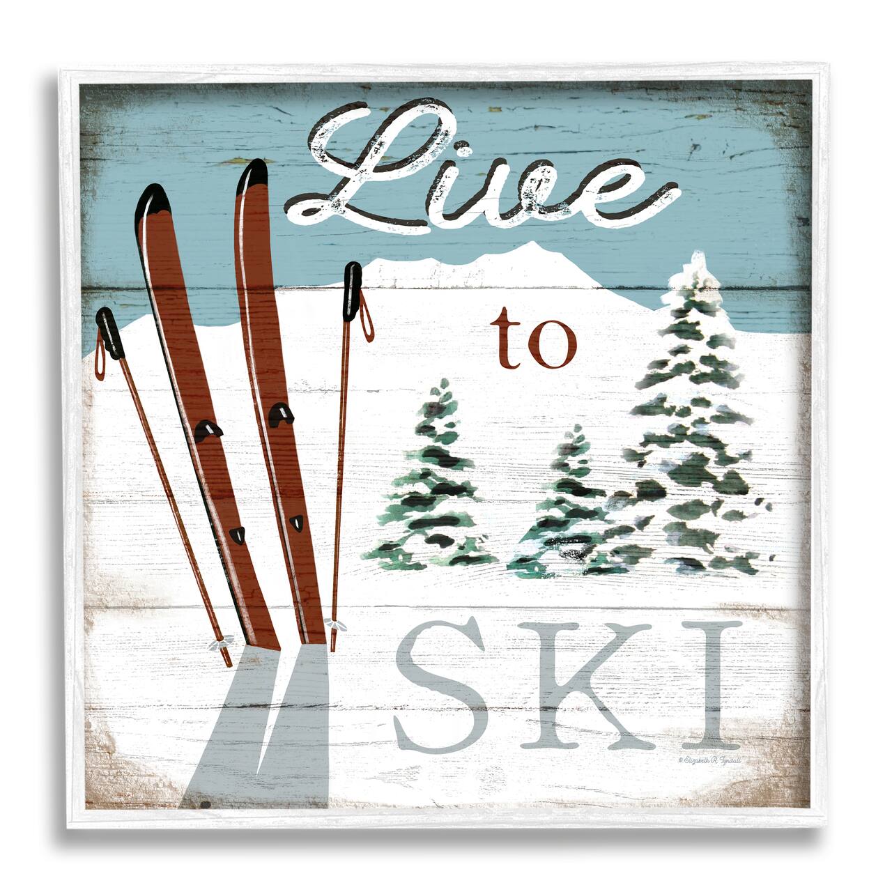 Stupell Industries Live To Ski Rustic Snow Sports Rustic Cabin Framed Wall Art